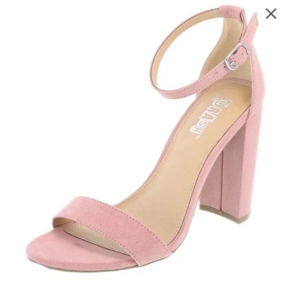 Pink suede block heels - Picture 1 of 1